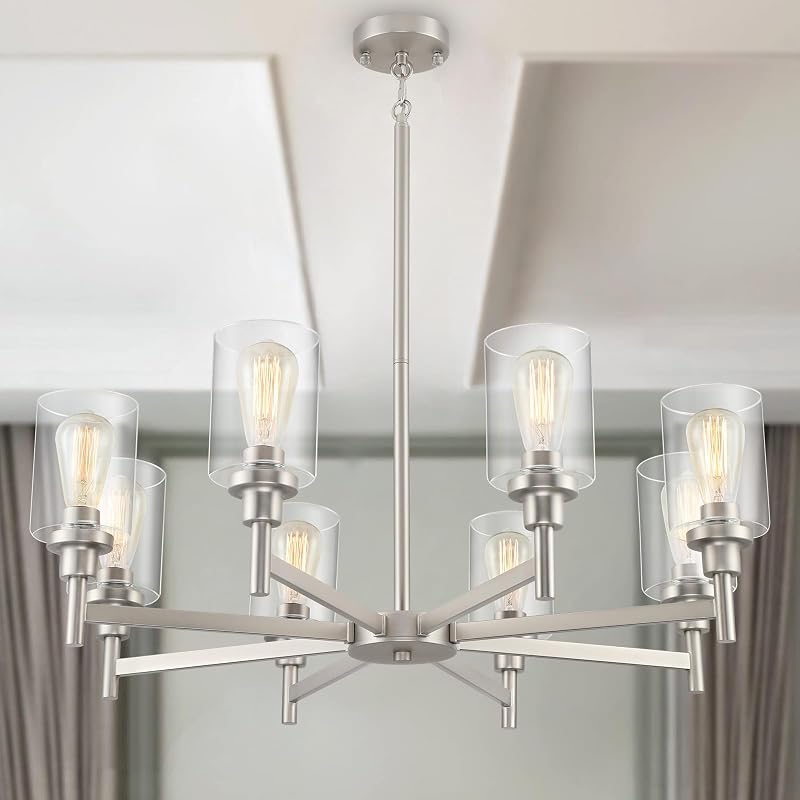 Candelabro níquel cepillado 8 luces para comedor y sala