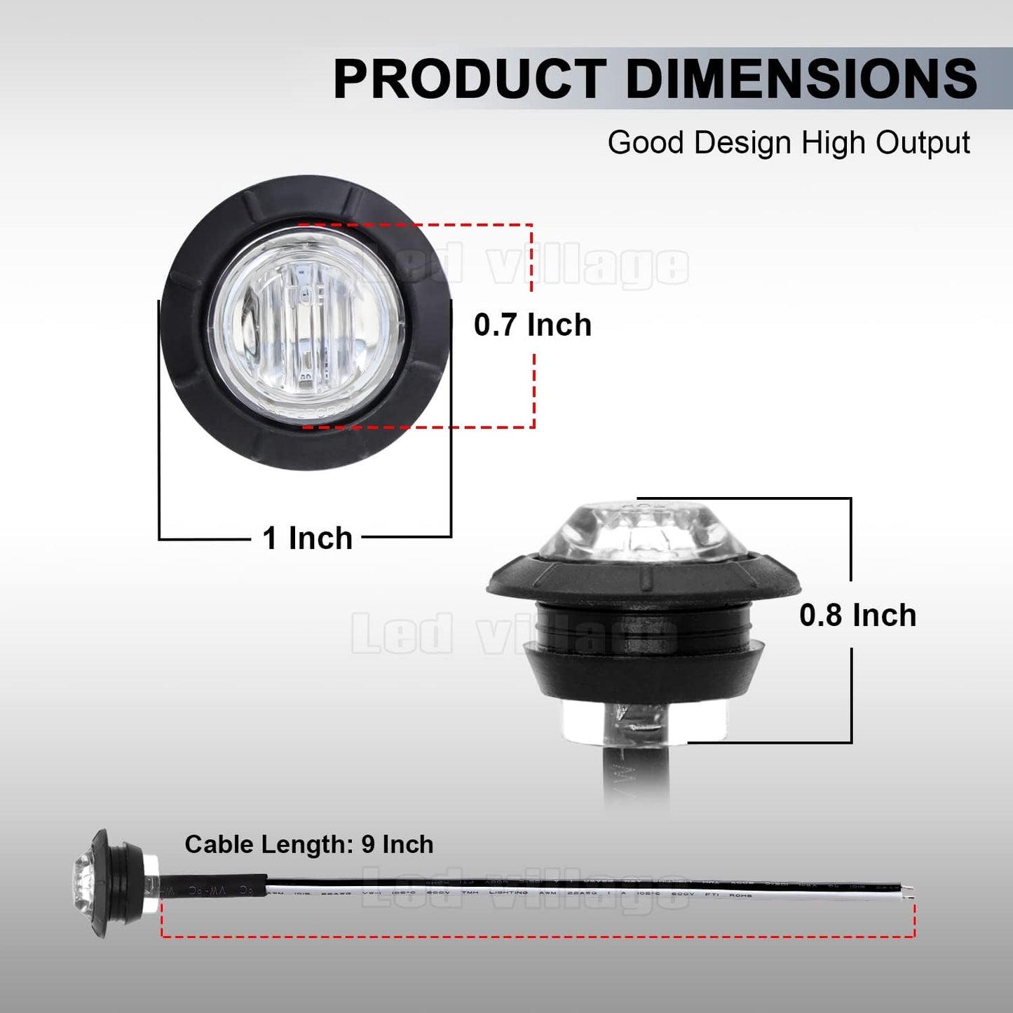 50 Luces LED Mini Bala 3/4" Rojas 12V CC Universal