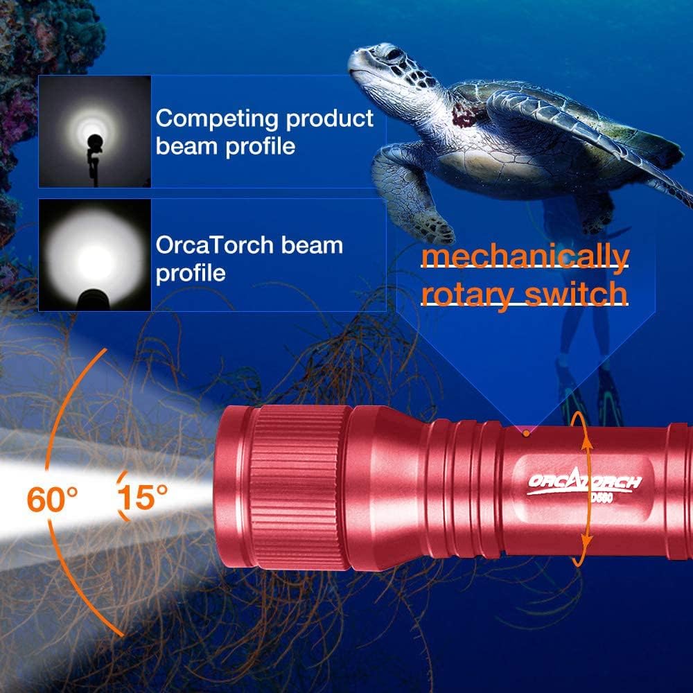Linterna buceo 650 lúmenes faro 360° rojo