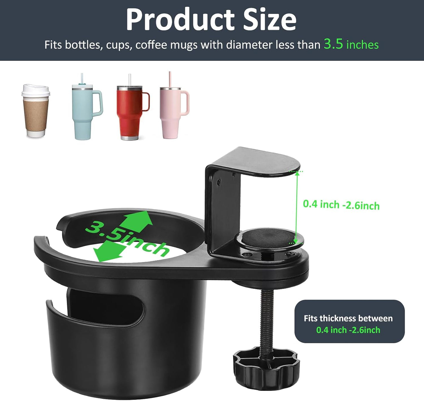 Soporte tazas giratorio con clip antiderrames oficina hogar
