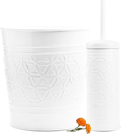 Bote basura y cepillo inodoro soporte color blanco baño