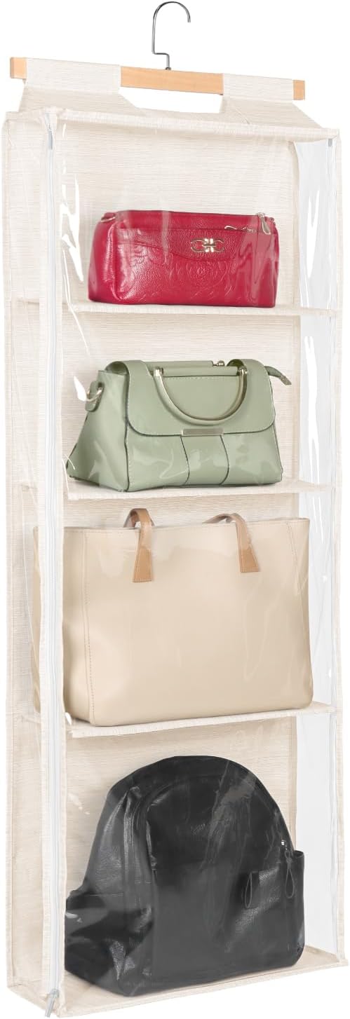 Organiz. puerta 4 estantes malla tela PVC beige