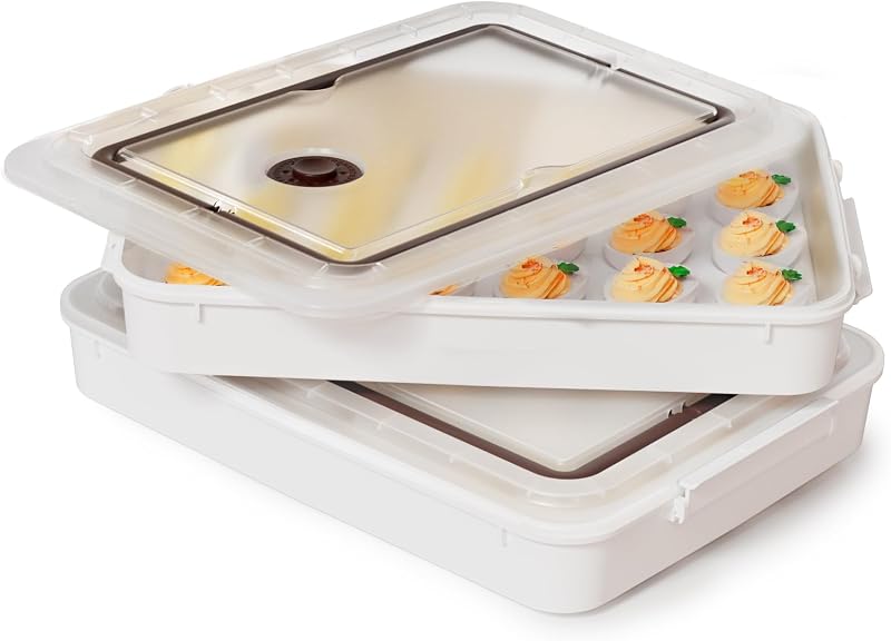 Set 2 bandejas huevos rellenos plástico con asa 48 huevos