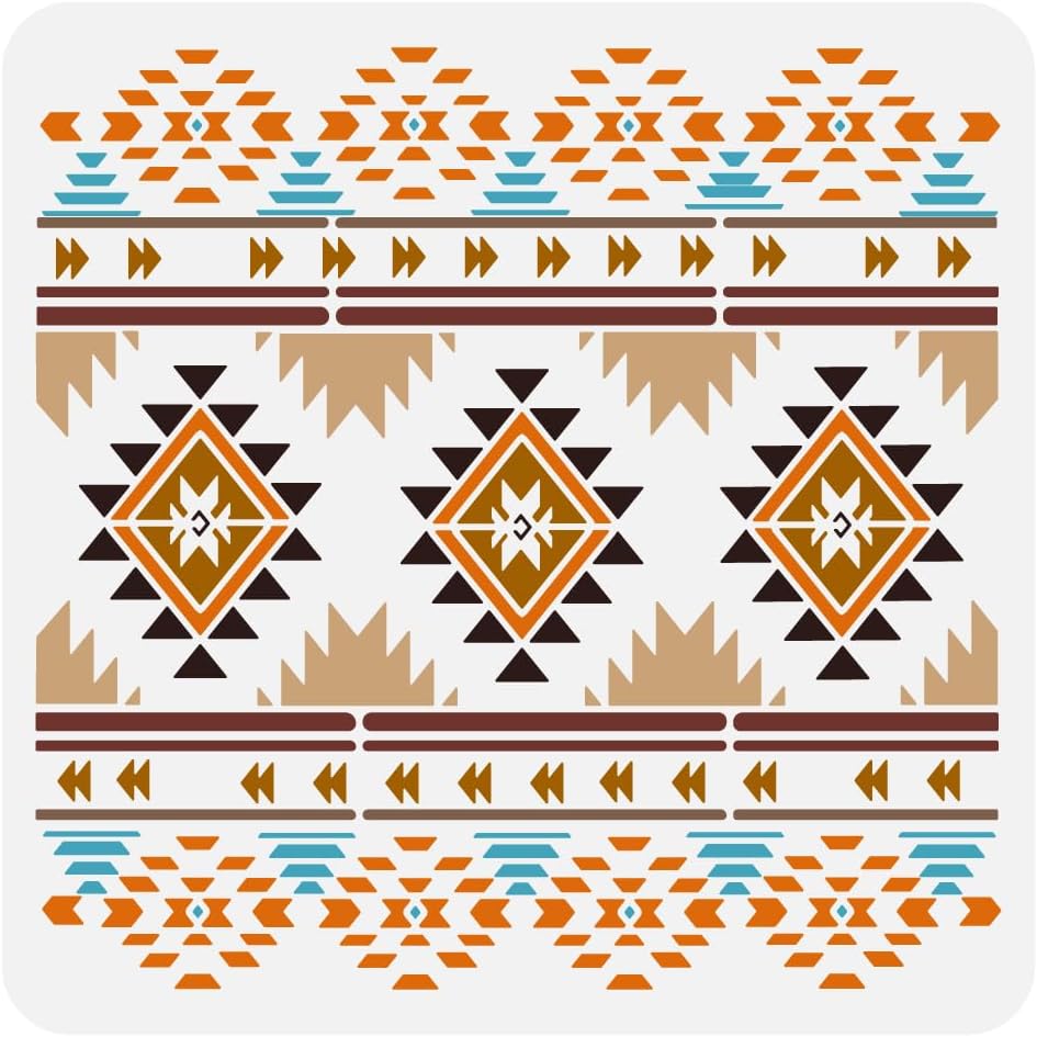 Plantilla geométrica occidental 11.8x11.8pulg reutilizable