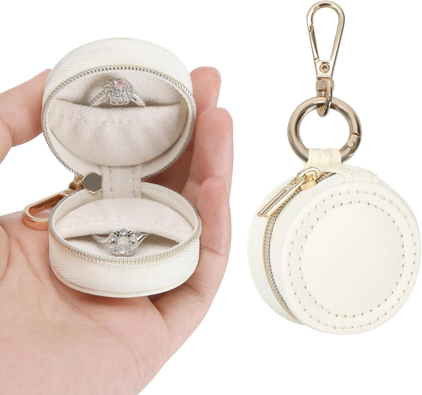 Caja organizadora anillos llavero joyas viaje blanco