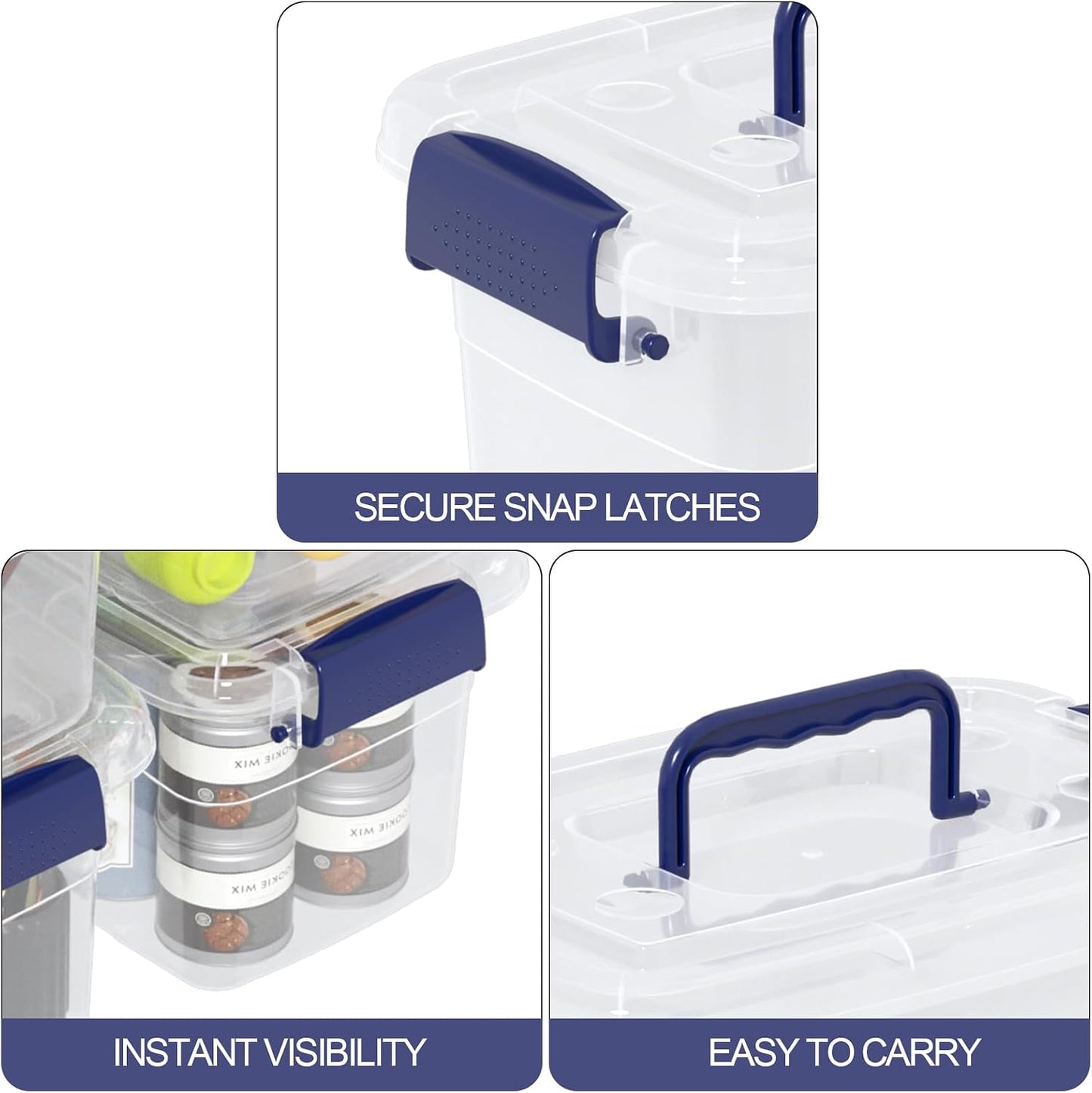 6 Pzas Contenedor Plástico 6qt Transparente con Tapas