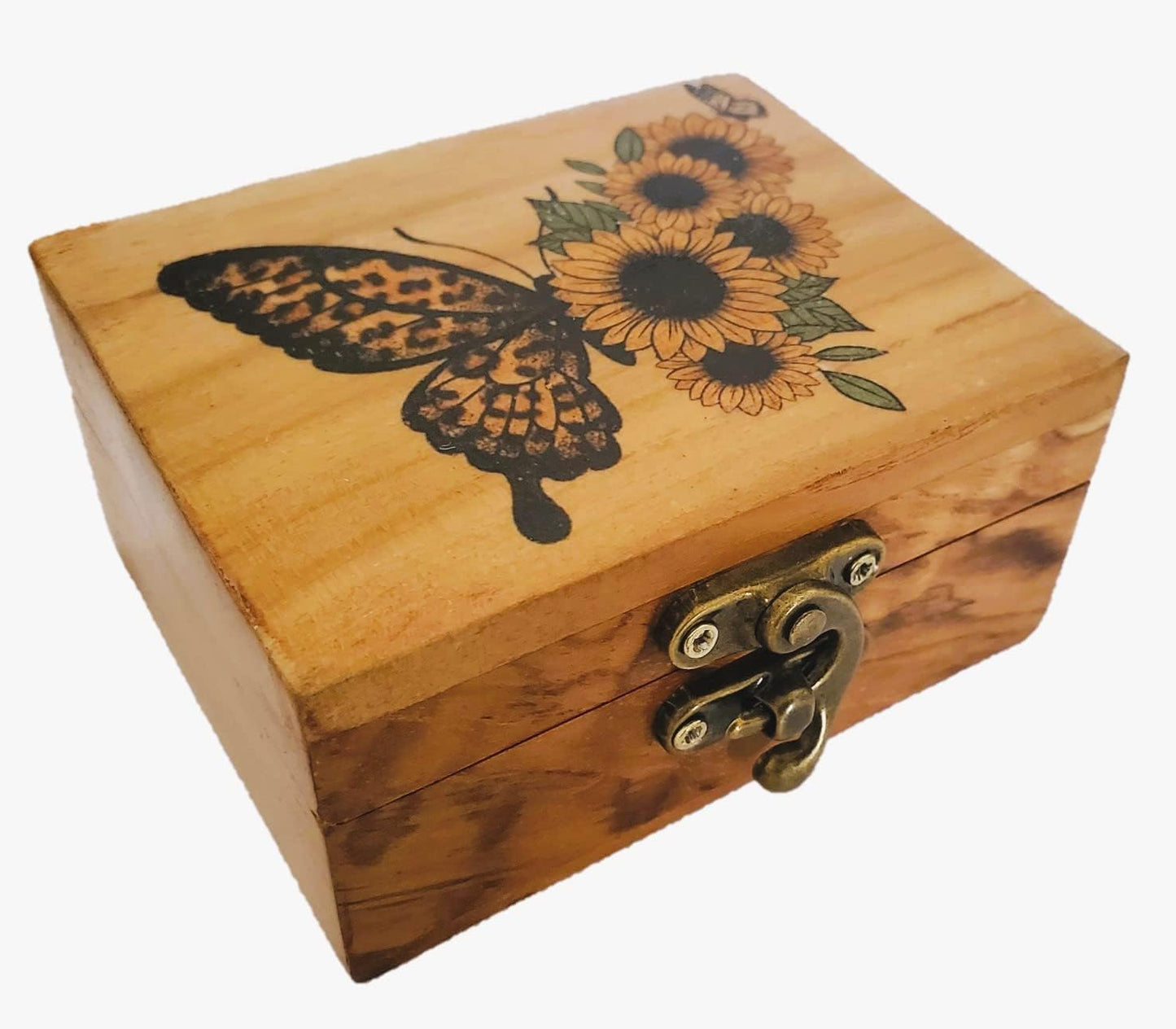 Caja de baratijas girasol y mariposa para niñas y mujeres