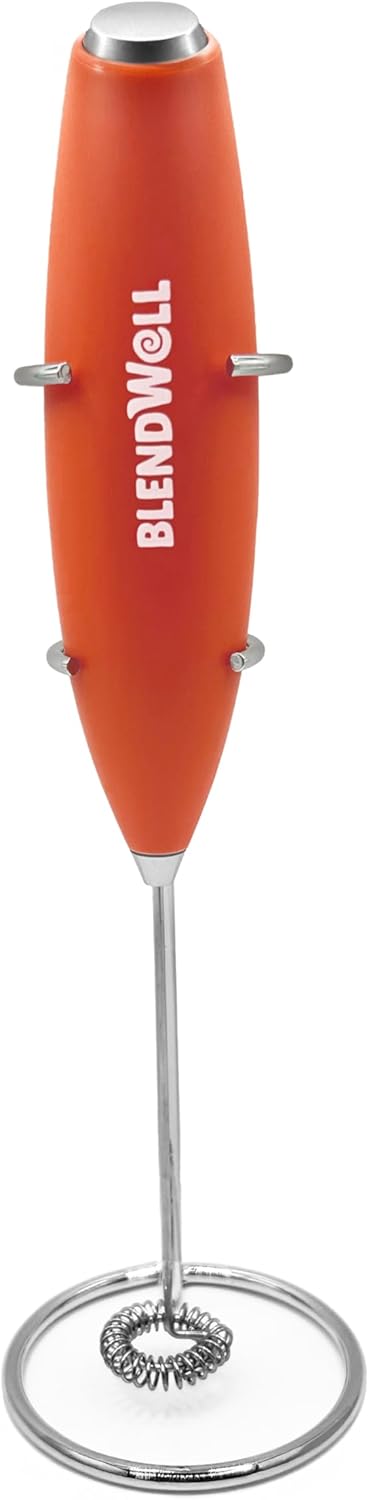 Espumador leche eléctrico café matcha acero inox naranja