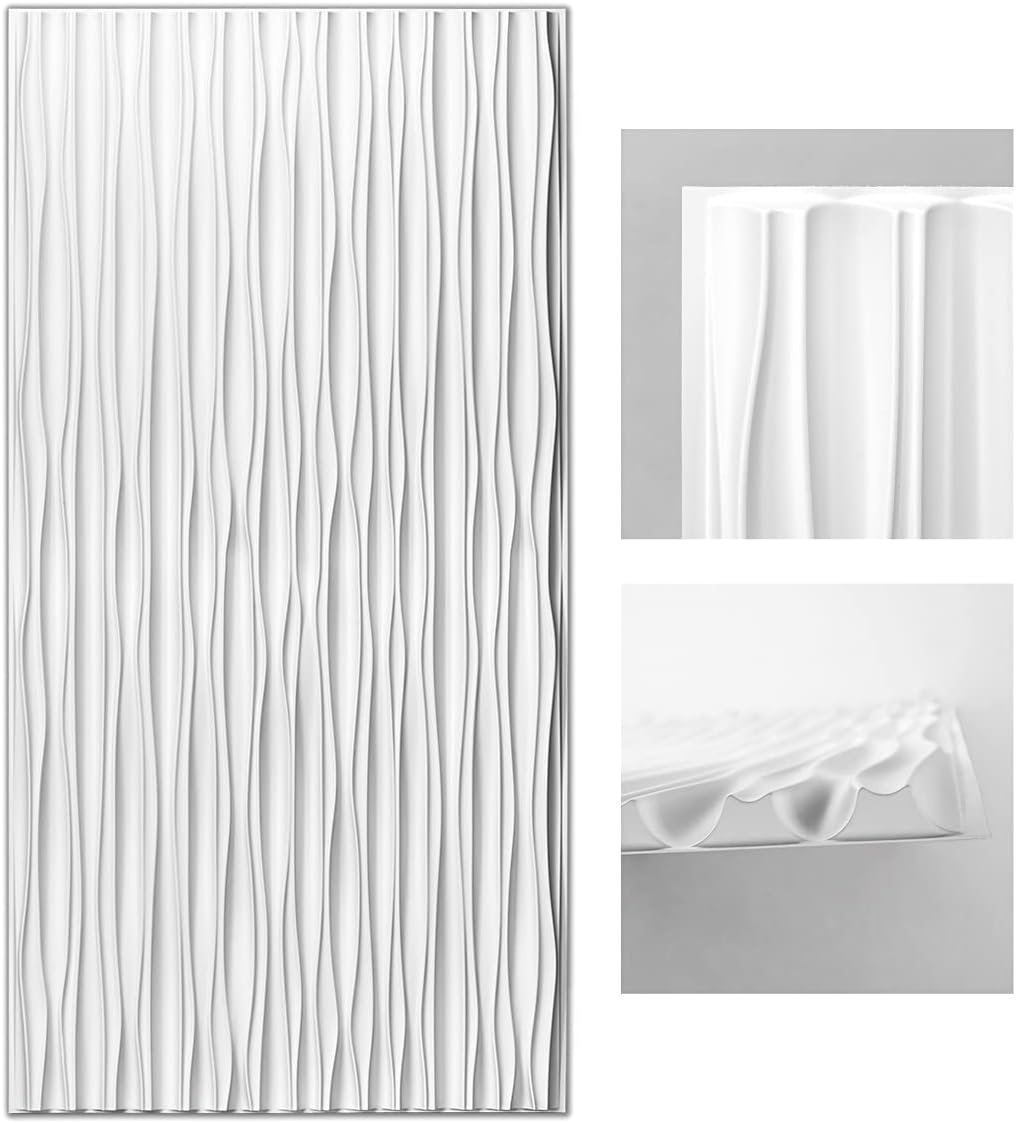 Paneles 3D PVC blanco decoración pared 6 pzas 47x23.6