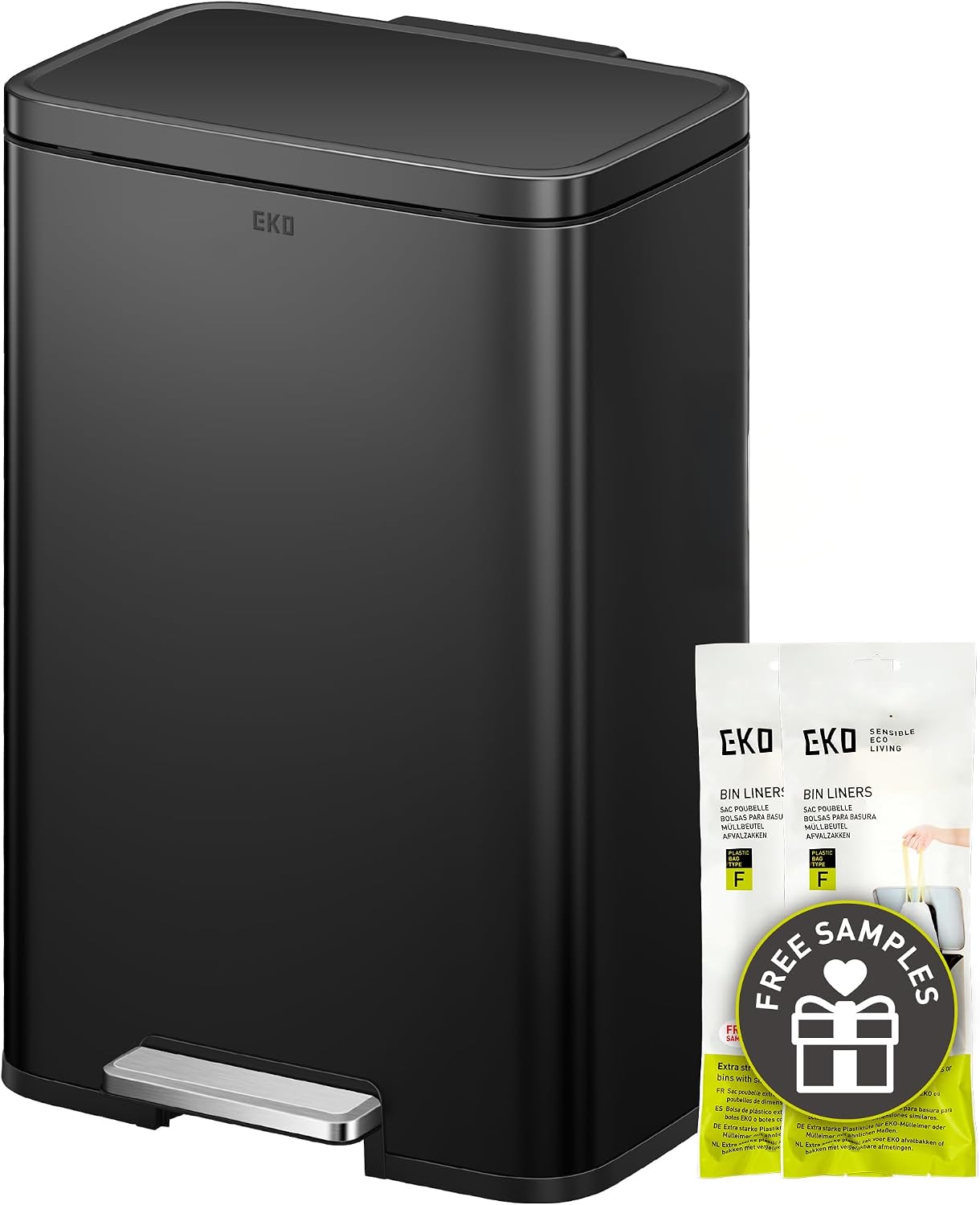 Bote basura con pedal negro mate 50l resistente huellas