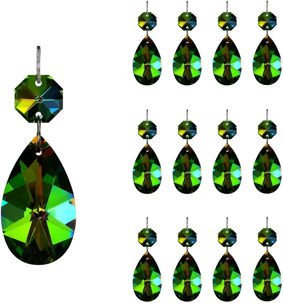 12 Pzas Prismas Cristal Octágono para Candelabros