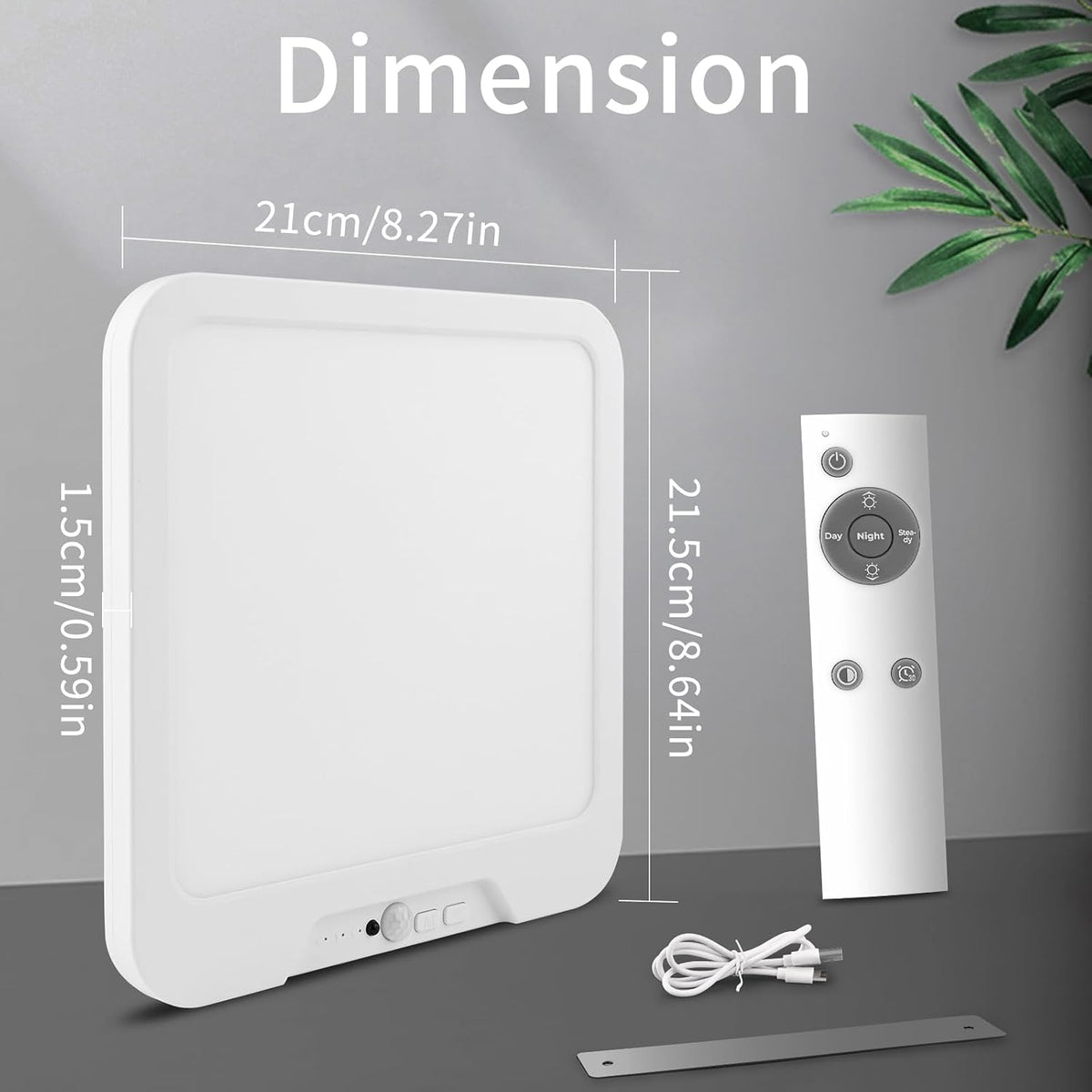 Lámpara techo recargable sensor movimiento control remoto