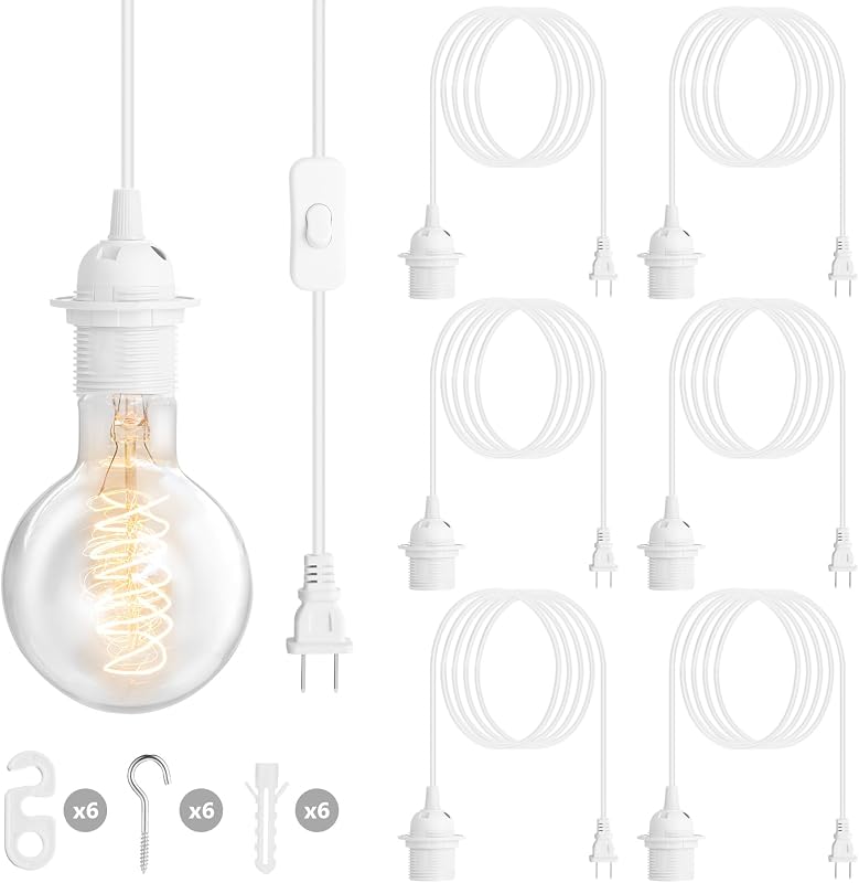Kit 6 cables luz colgantes con interruptor E27