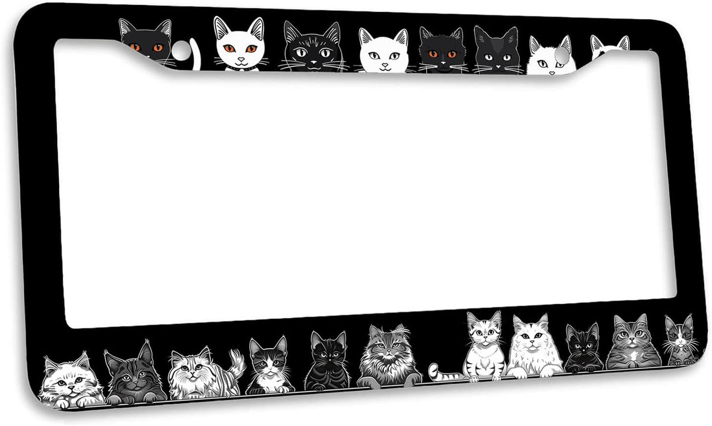 Marco matrícula acero inox personalizable gato negro