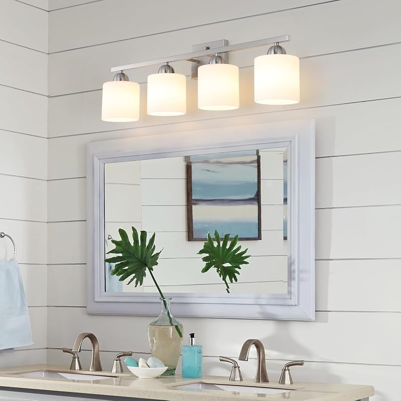 Luces baño acero inox sobre espejo enchufes E26 cerámica
