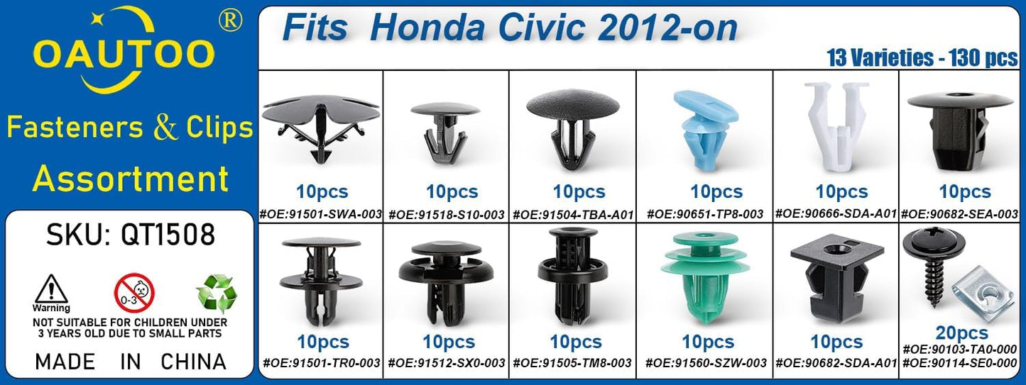 130 Pzas Retenedores para Honda Civic 2012-On