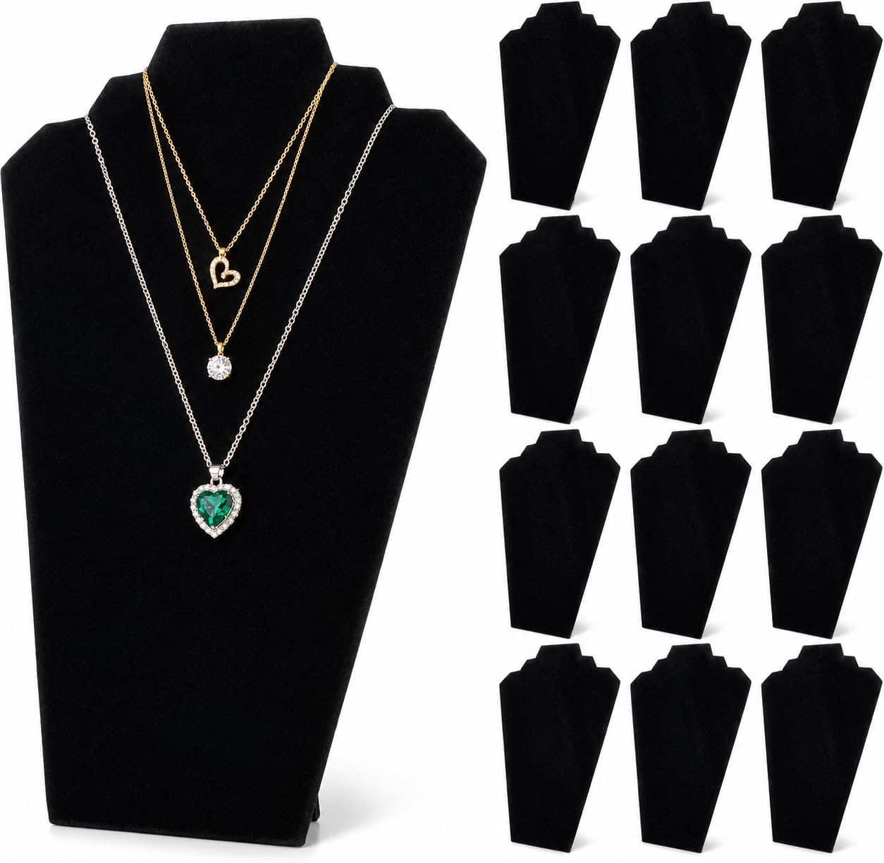Soporte terciopelo negro para collares y joyas plegable