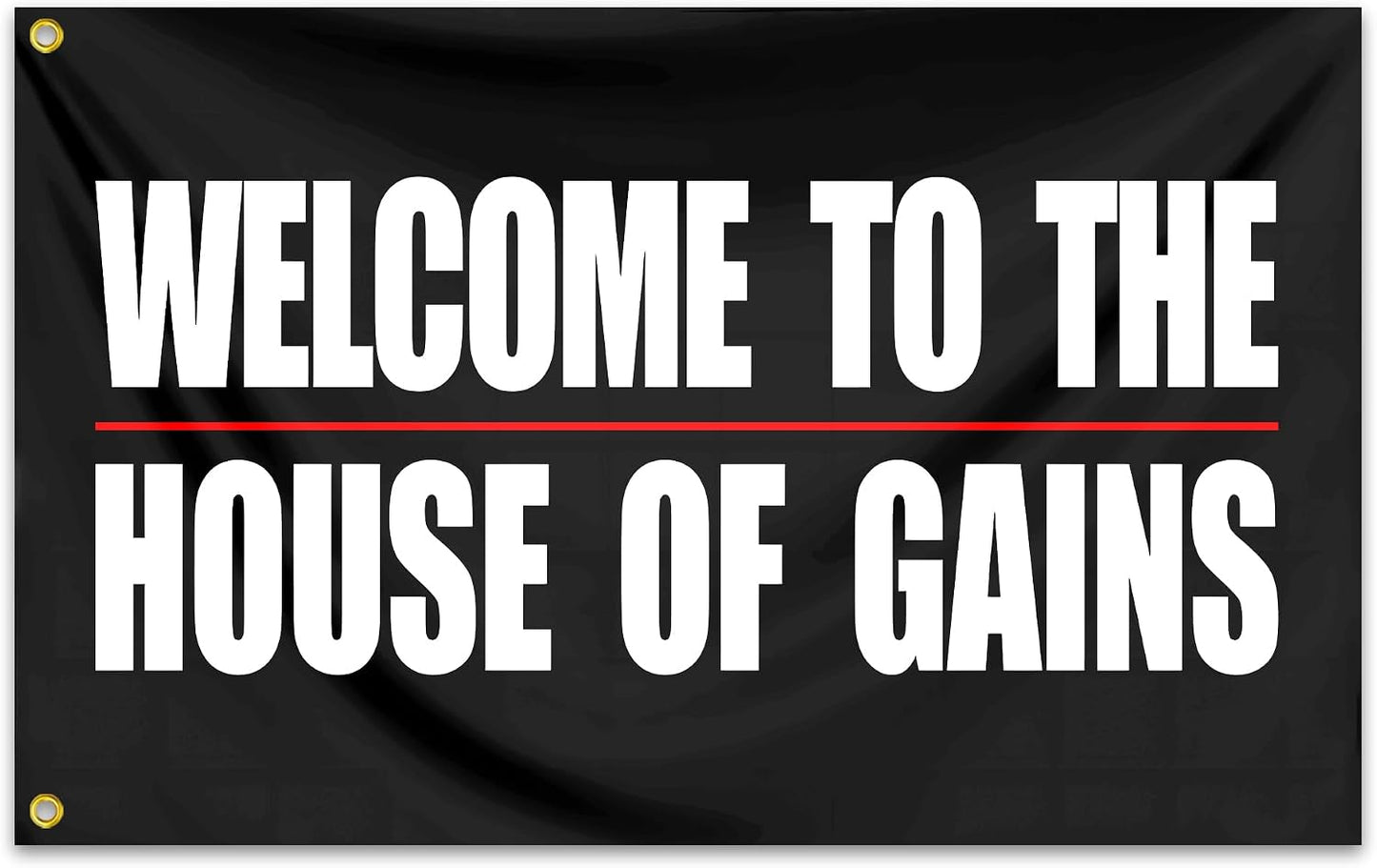 Bandera gimnasio 3x5ft texto Welcome to The House of Gains