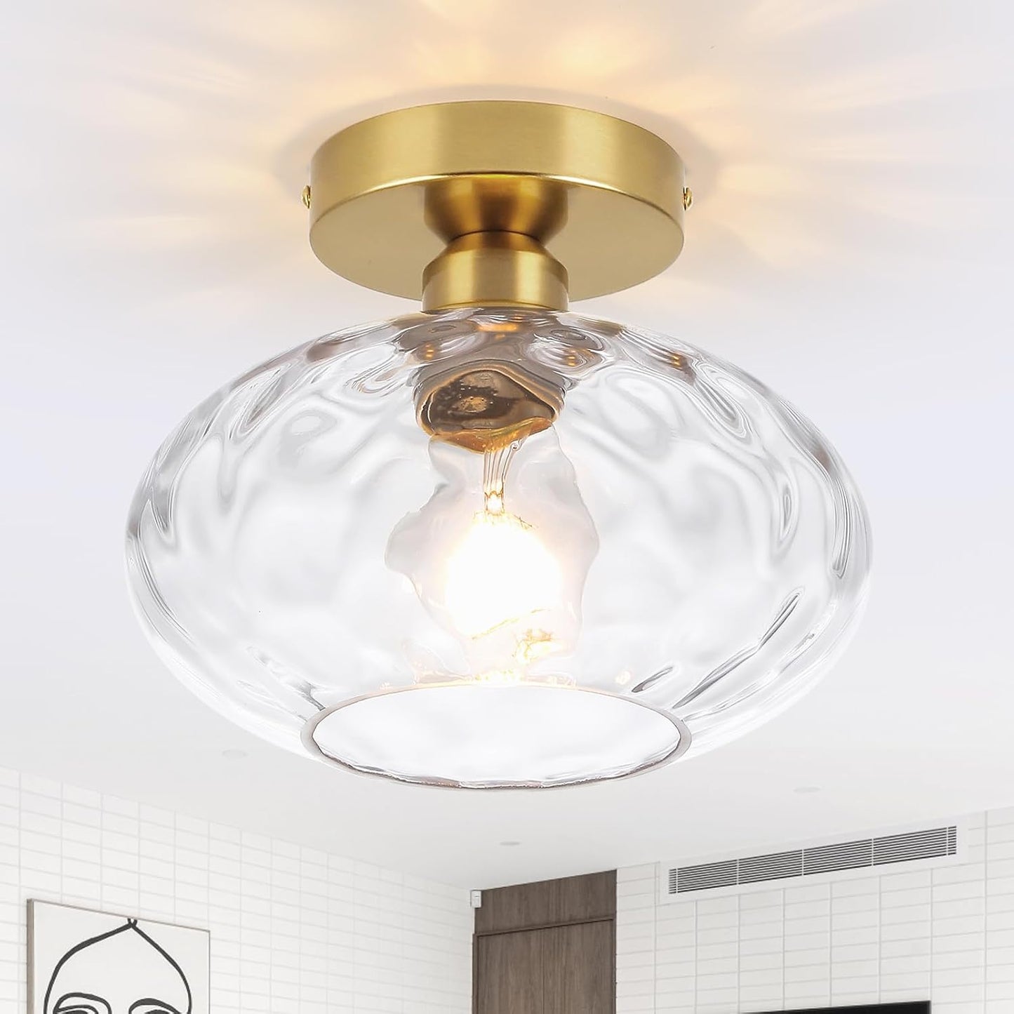 Lámpara techo semiempotrada dorada cocina pasillo dormitorio