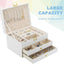 Caja joyas 3 capas cuero PU para aretes pulseras