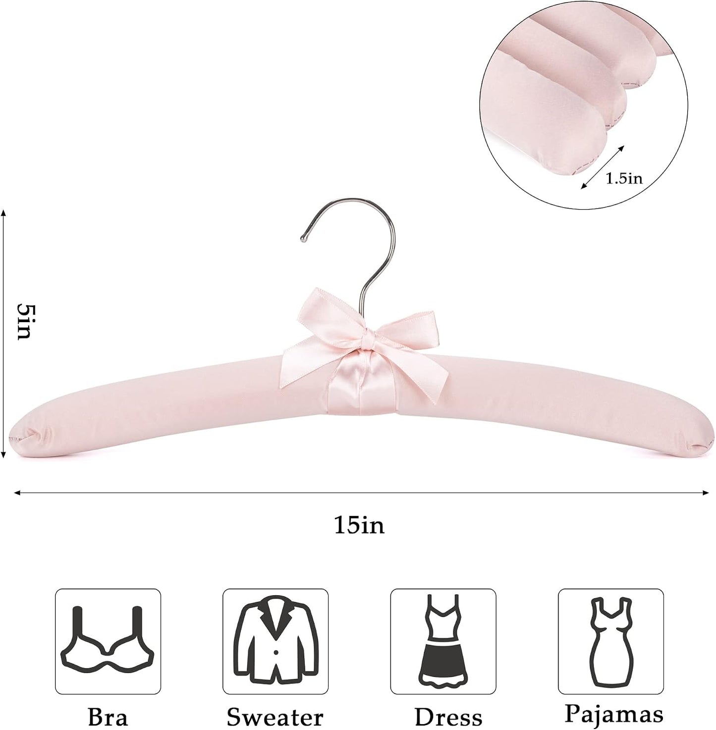 Perchas satén antiderrap 15" para mujer set 10