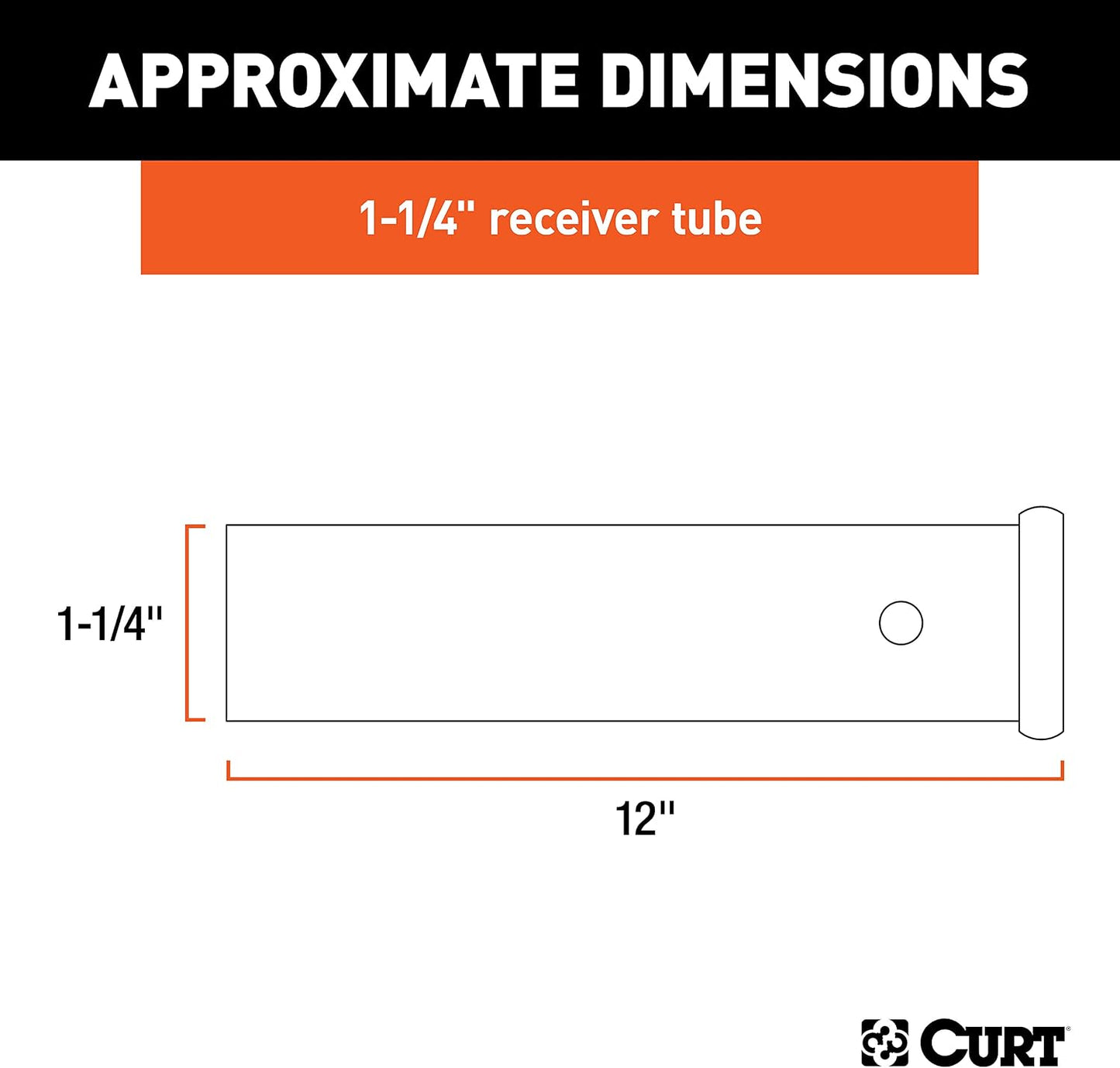 Tubo receptor enganche remolque 1-1/4x12 pulg acero