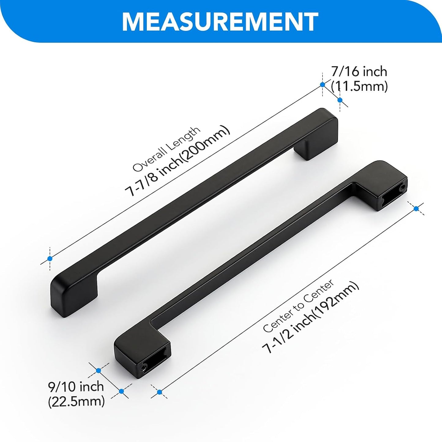 24 Tiradores Negro Gabinete Cocina 7-1/2pulg Base Ancha