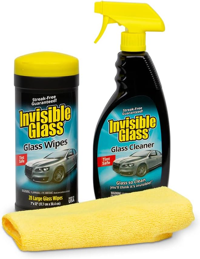 Kit limpieza vidrio 3 pzas spray toallitas microfibra