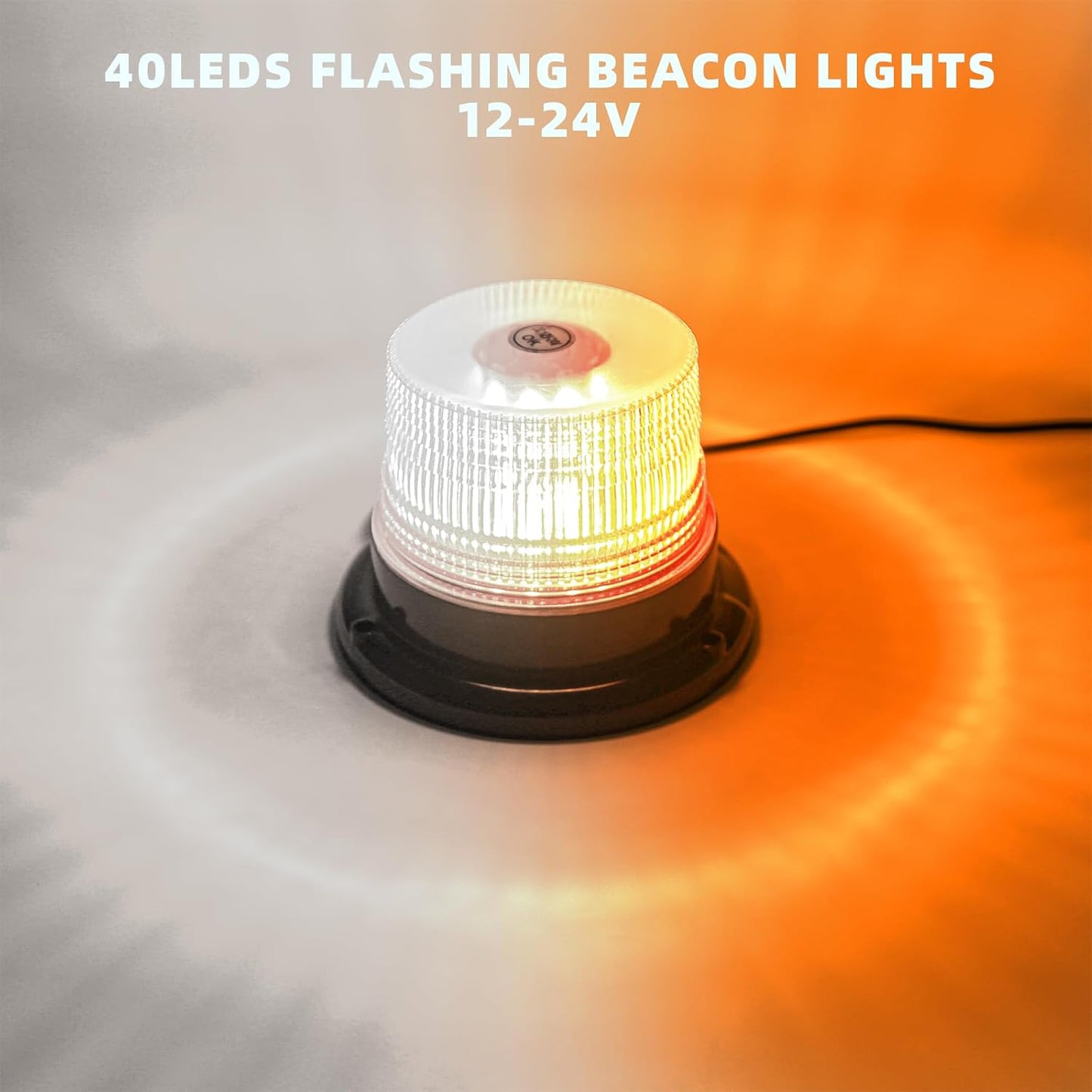 Luz baliza LED ámbar/blanca 12-24V con base magnética