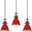 3 Luces colgantes rojas vintage 6.5pulg ajustable comedor