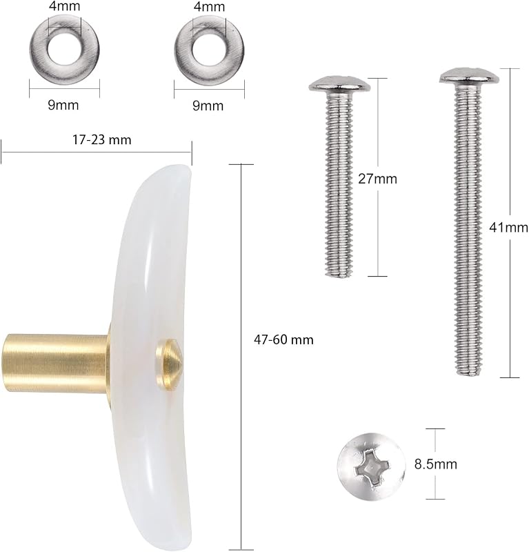 4 Tiradores Ágata Luna para Armario con Tornillos Acero Inox