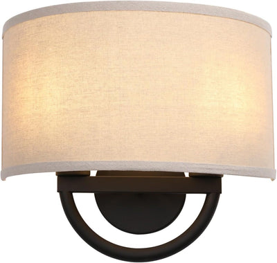 Aplique pared doble 2 luces tela lino para pasillo