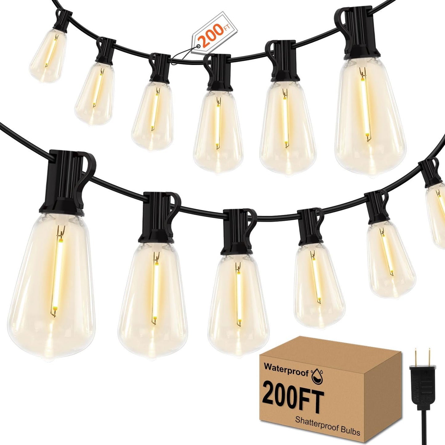 Guirnalda luces LED exteriores 200ft Edison 2700K
