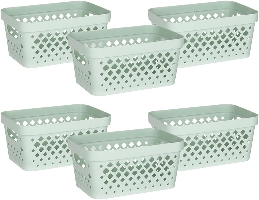 Cestas plástico para organizar 6 pzas 1gal apilables con asas
