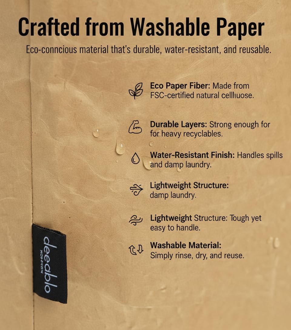 Bolsa papel reutiliz. para reciclaje y lavandería marrón