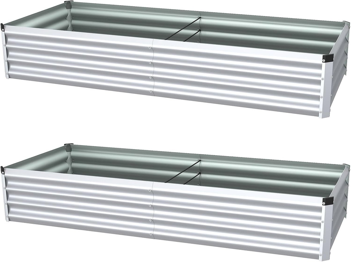Cama jardín elevada metal galvanizado 6x2x1ft 2uds color plata