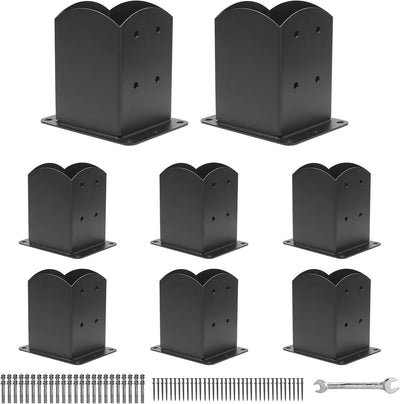 Base poste 4x4 8 pzas anclaje madera soporte acero