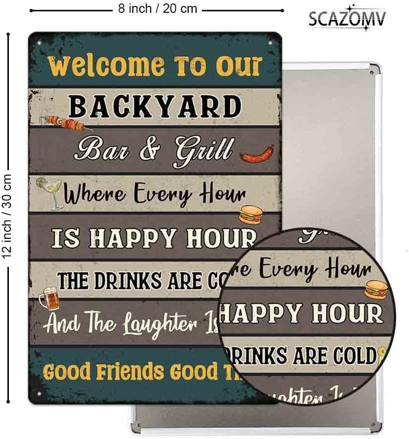 Letrero bar parrilla patio 12x8" decorativo