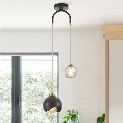 2 Lámparas colgantes cristal negro pasillo entrada