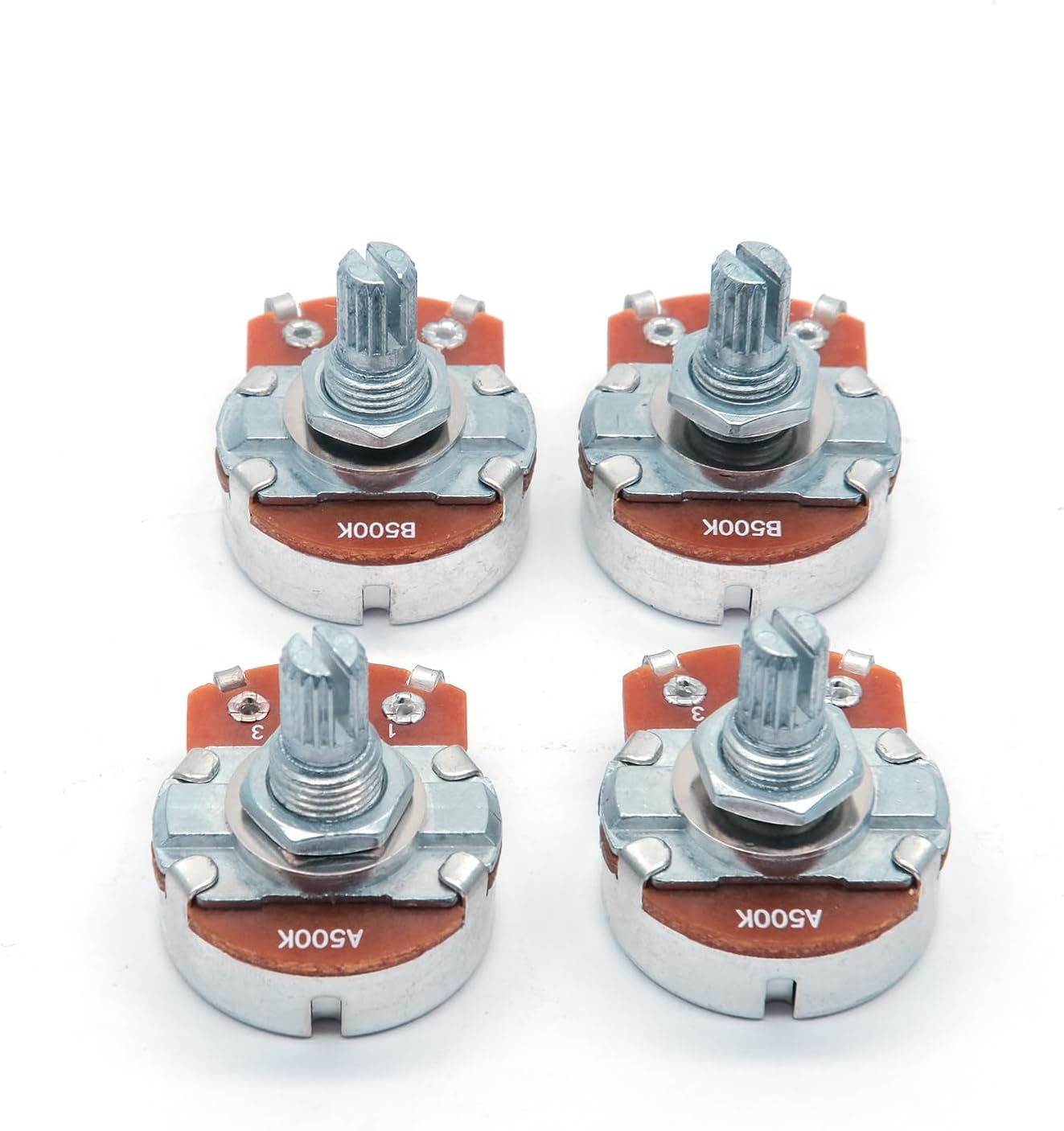 4 Pzas Potenciómetros Volumen Guitarra Eléctrica Bajo 15mm A500K