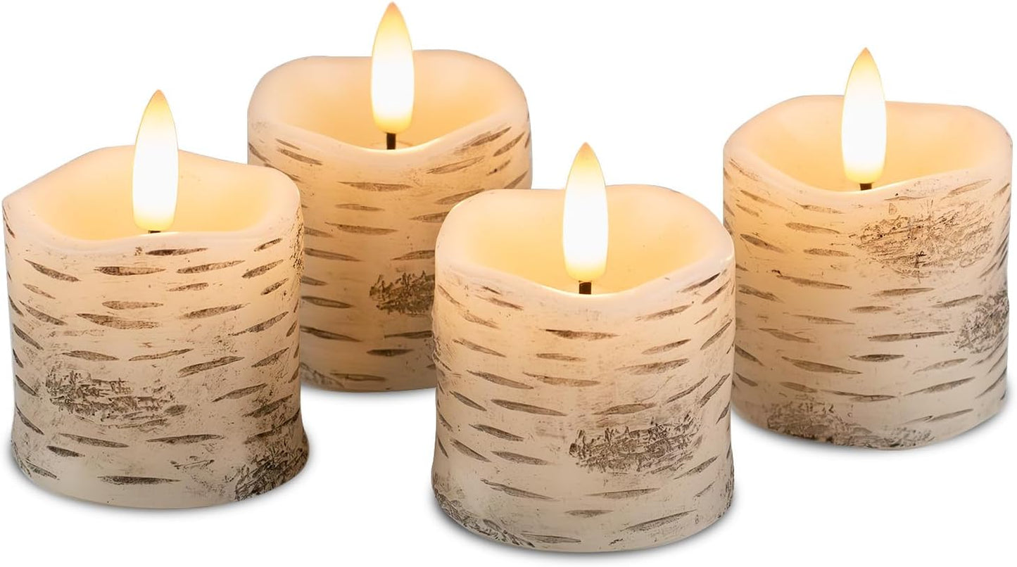 Velas votivas abedul blanca 2pulg LED batería set 4