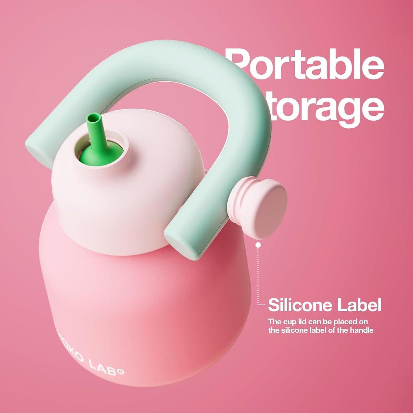 Botella agua acero inox con pajita 33oz rosa y rojo