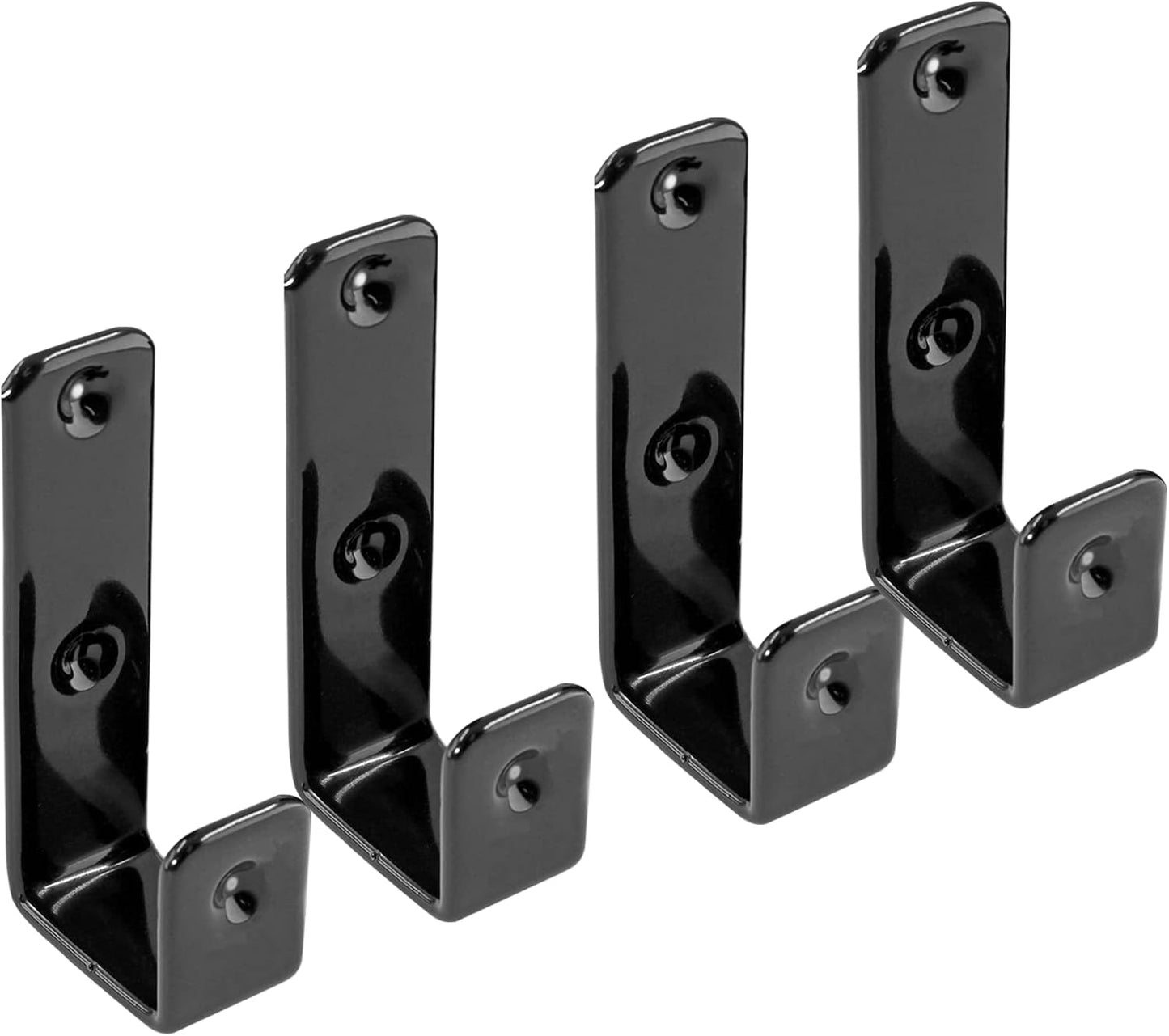 4 Ganchos Cama Forma J PVC Negro Resistentes
