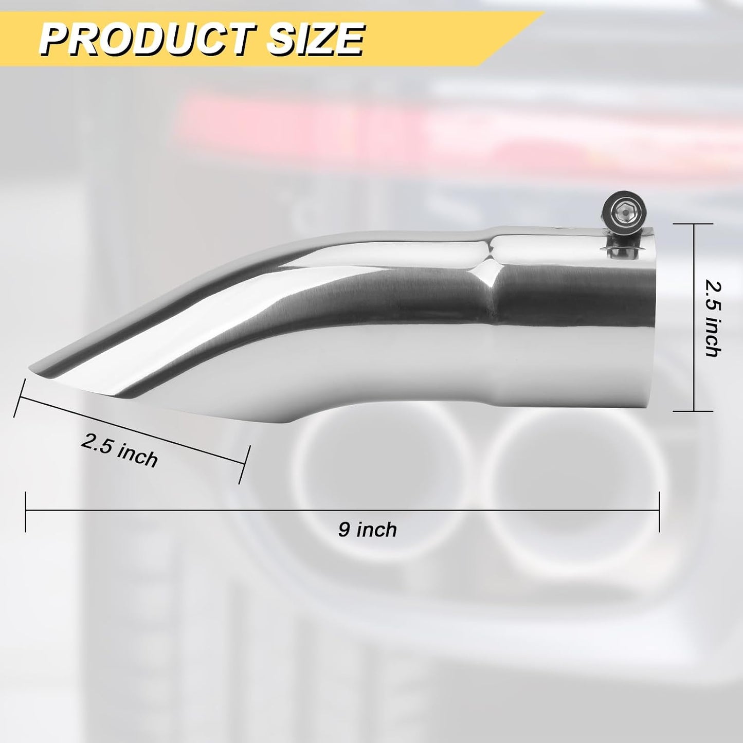 Tubo escape acero inox 2.5" 9" curvado con sujeción