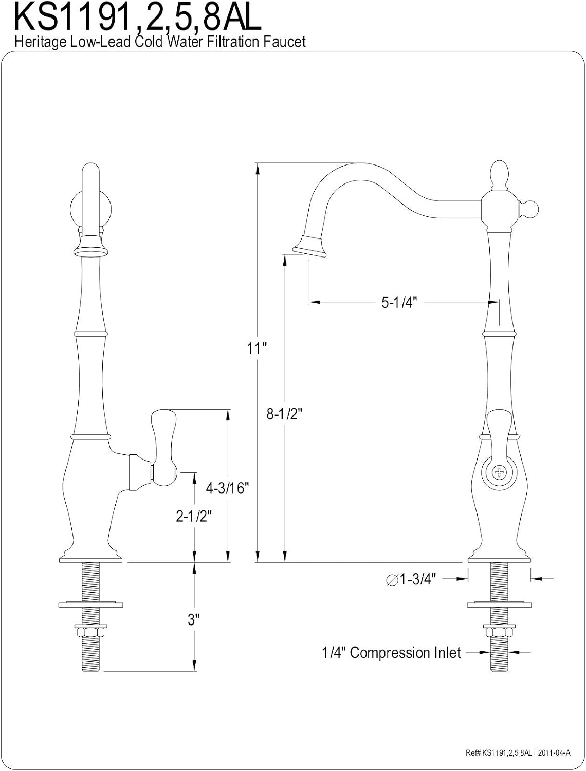 Grifo filtración agua fría níquel cepillado
