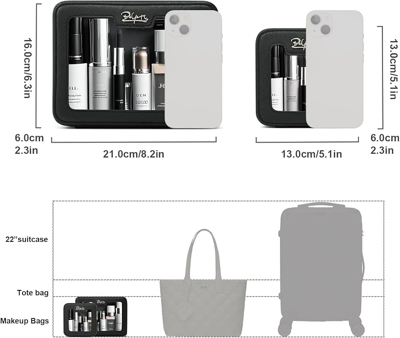 Bolsa maquillaje transparente TSA aprobada con cremallera