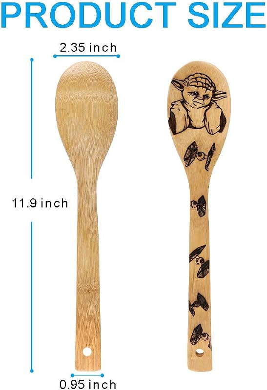 Set 5 Cucharas Bambú Natural Quemadas Regalo Cocina