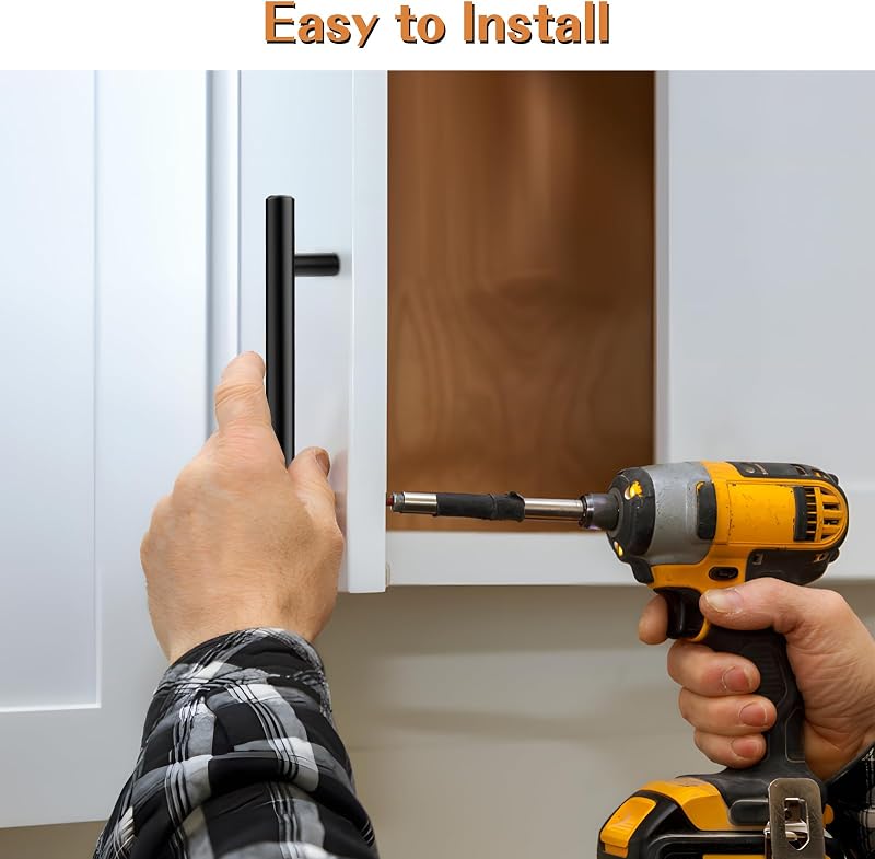 15 Tiradores Cajones Acero Inox Negro 7.5"