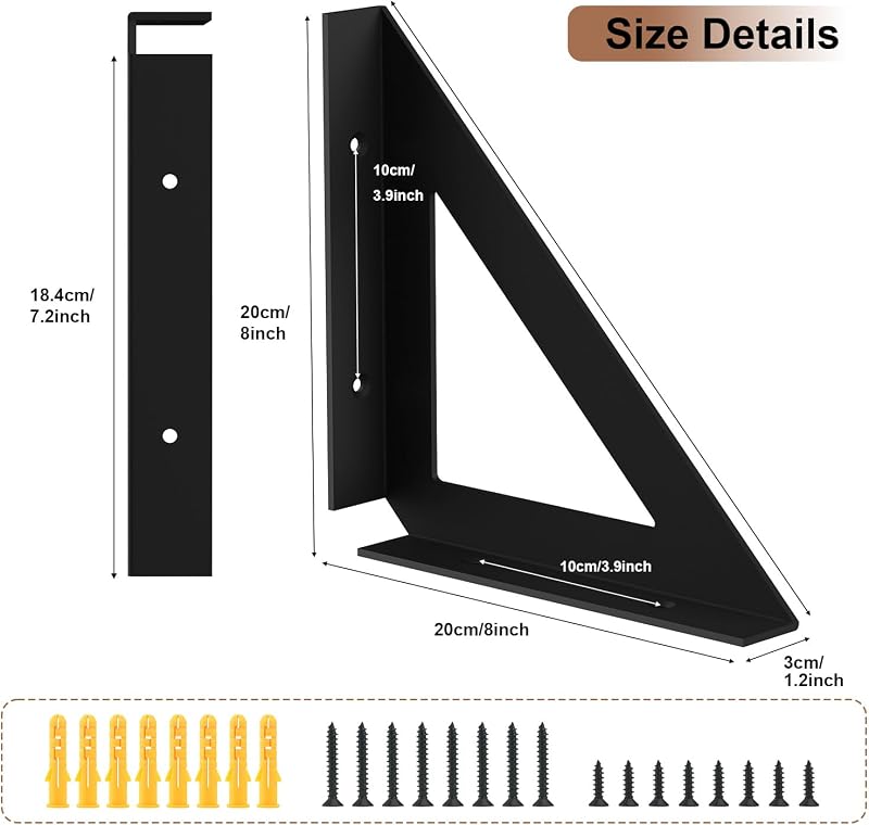 Soporte pared 8" set 4 negros duradero garaje taller