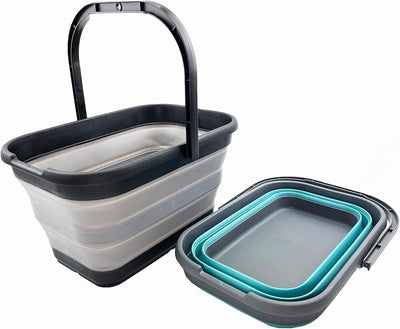 Cubo agua plegable 12L para campamento gris aleación set 2